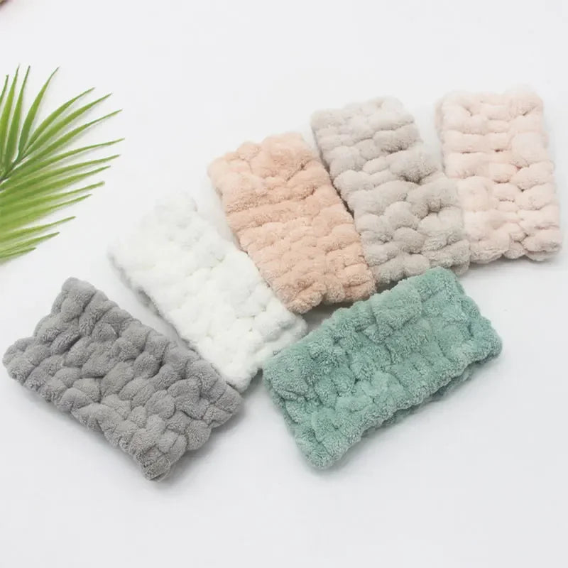 Faixa Antifrizz para Skincare em Veludo Coral – Para Maquiagem, Yoga e Rotina Facial