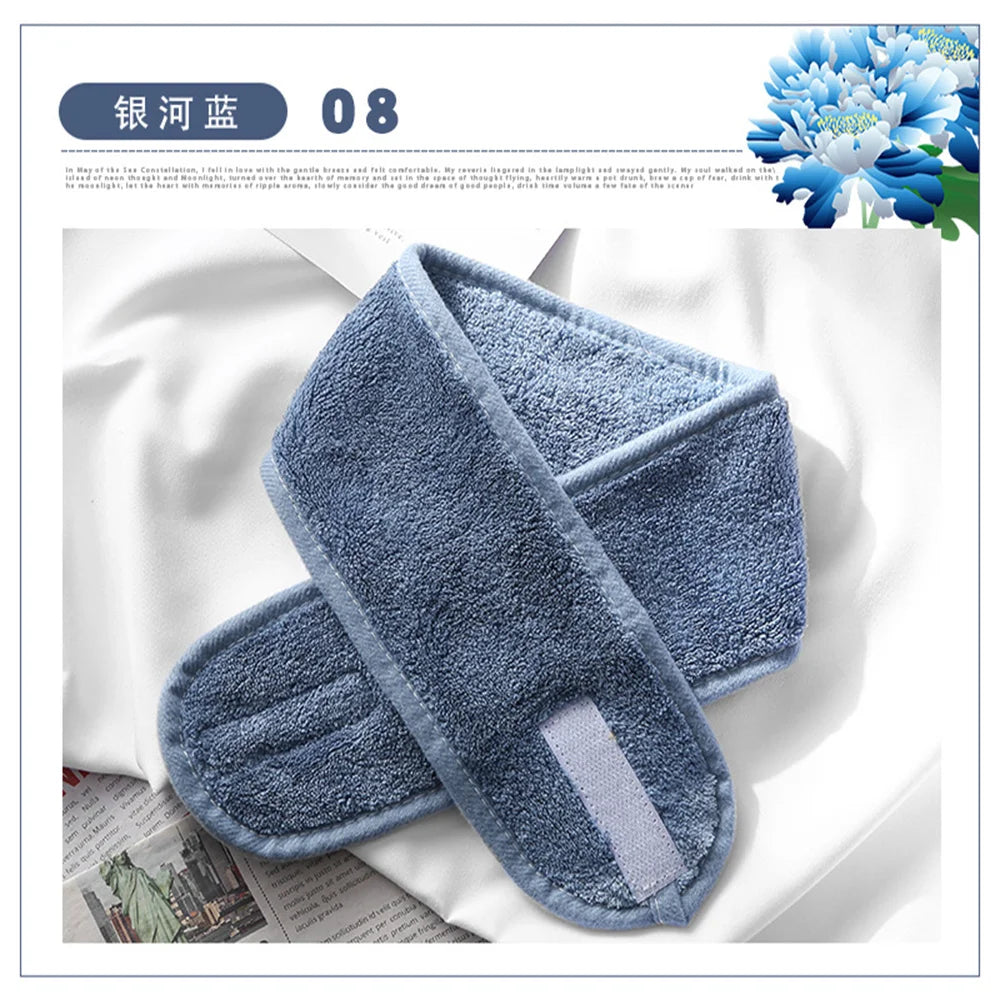 Faixa Larga Ajustável para Skincare em Veludo – Para Maquiagem, Banho e Spa