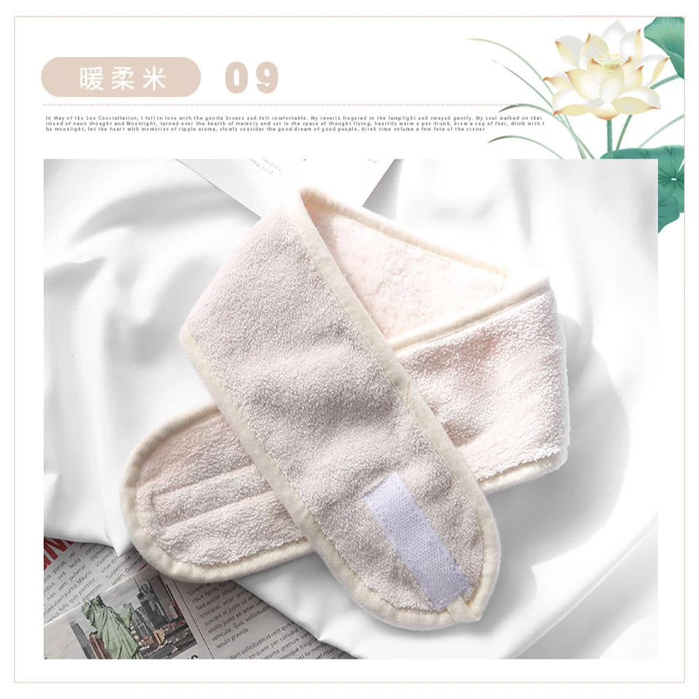 Faixa Larga Ajustável para Skincare em Veludo – Para Maquiagem, Banho e Spa