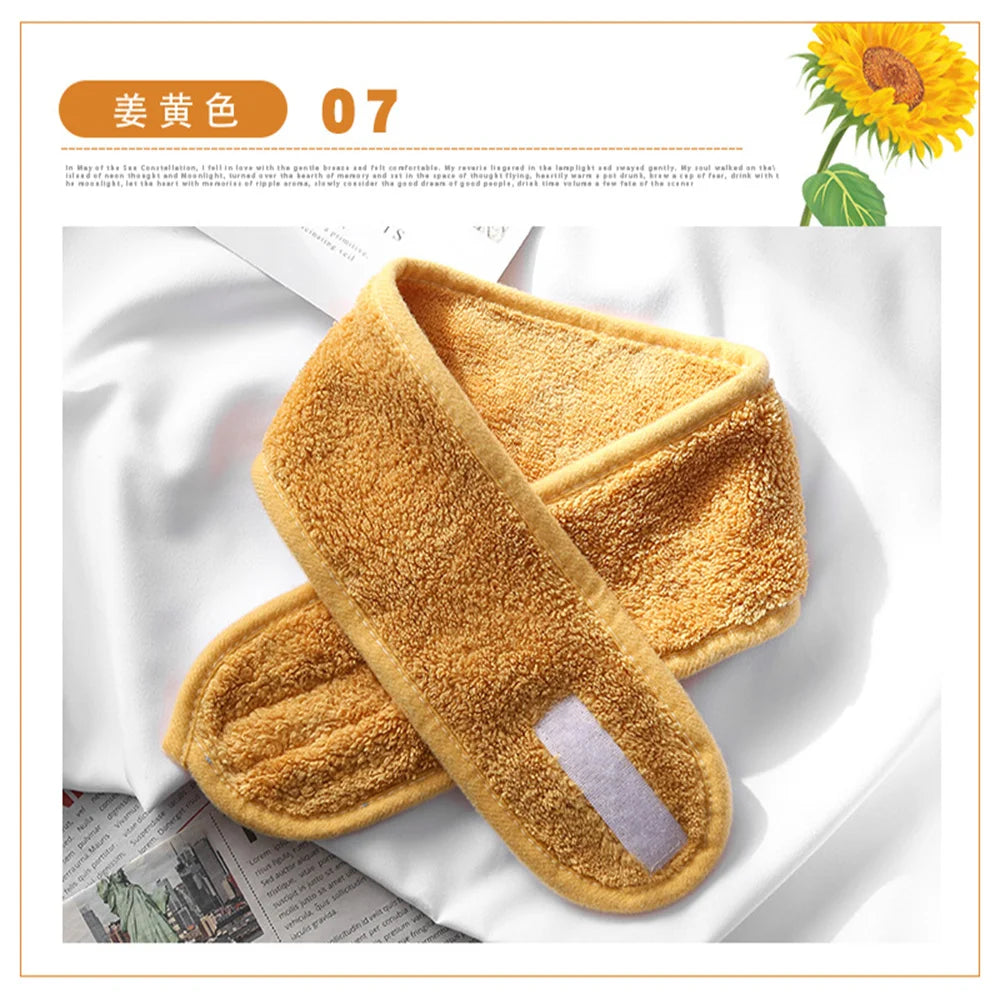 Faixa Larga Ajustável para Skincare em Veludo – Para Maquiagem, Banho e Spa