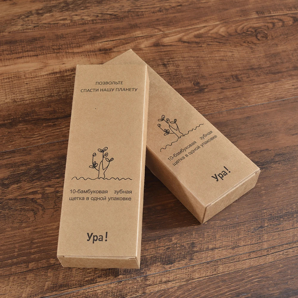 Kit com 10 escovas de dentes feitas em bambu natural, com cerdas macias e cores variadas. Uma opção sustentável, econômica e ideal para toda a família. Cada escova sai por apenas R$ 10,00.