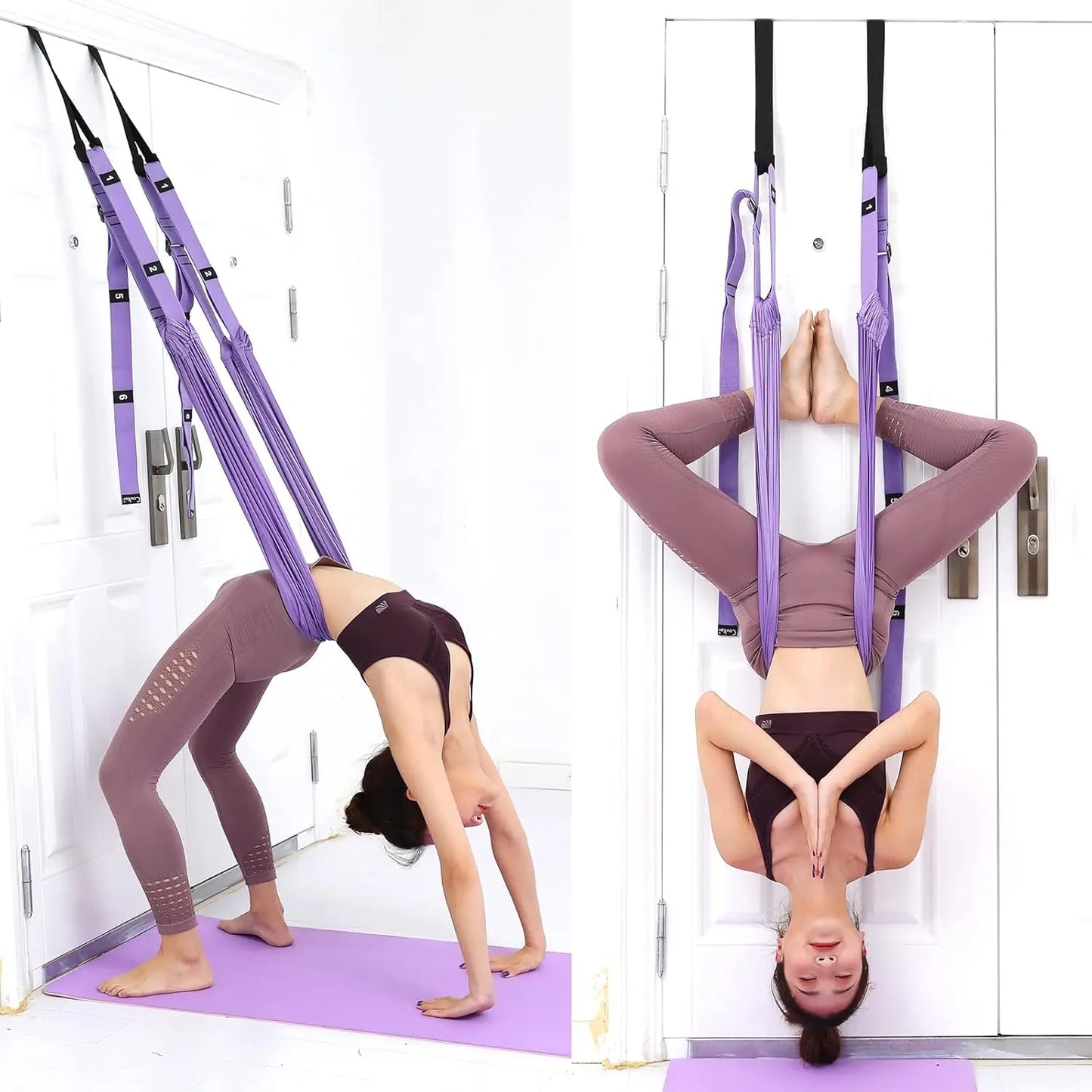 Faixa de Yoga Aérea com Alças – Alongamento, Tração da Coluna e Posturas Invertidas