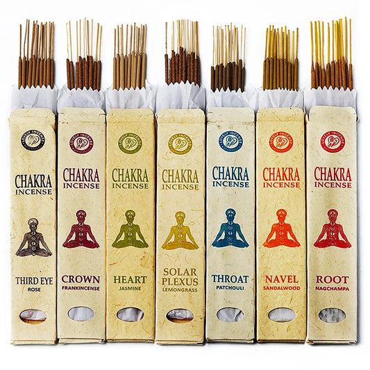 Kit Incensos 7 Chakras – Artesanal do Nepal (7 caixas com 15 varetas)