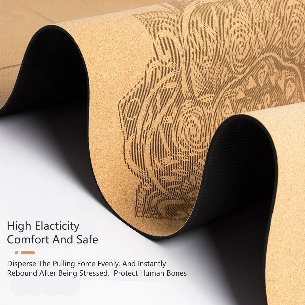 Tapete de Yoga em Cortiça + TPE 6mm – Antiderrapante e Confortável (57cm x 183cm)