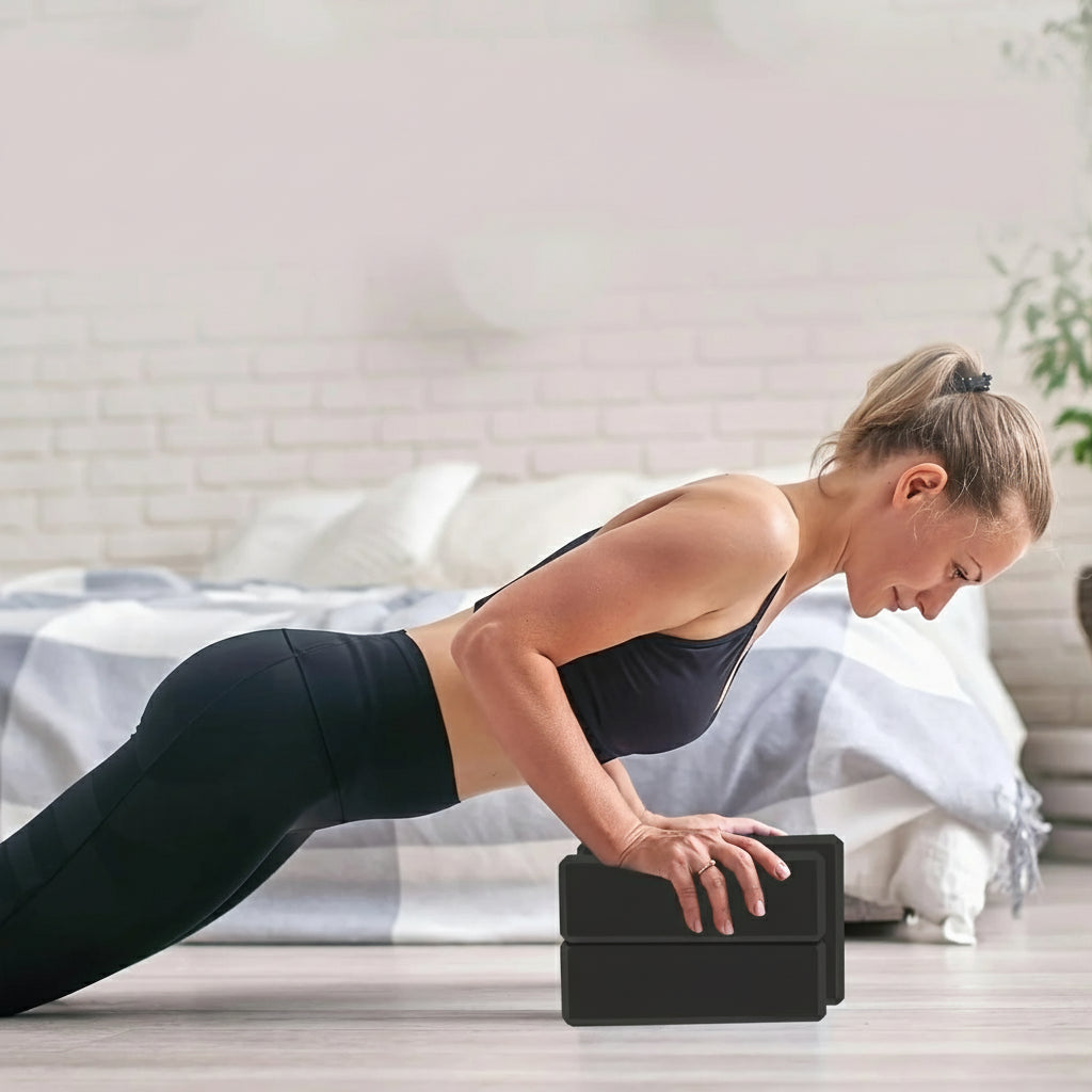 Kit com 2 Blocos de Yoga – Espuma de Alta Densidade, Leves, Firmes e Antiderrapantes