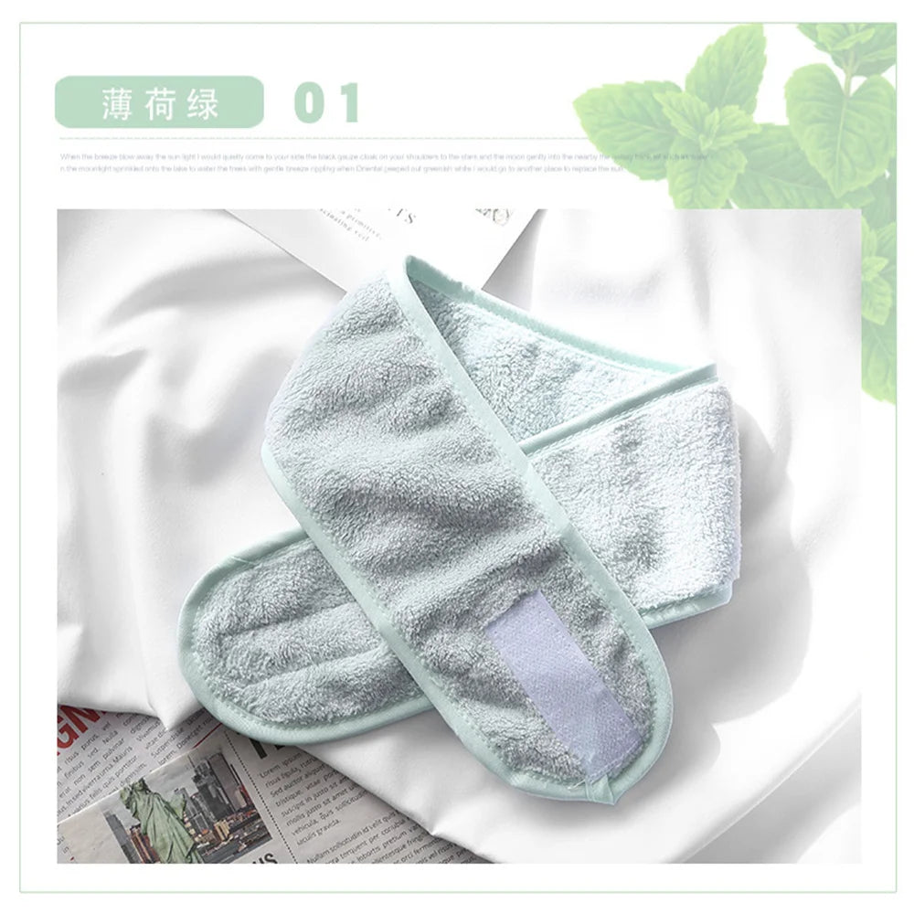 Faixa Larga Ajustável para Skincare em Veludo – Para Maquiagem, Banho e Spa