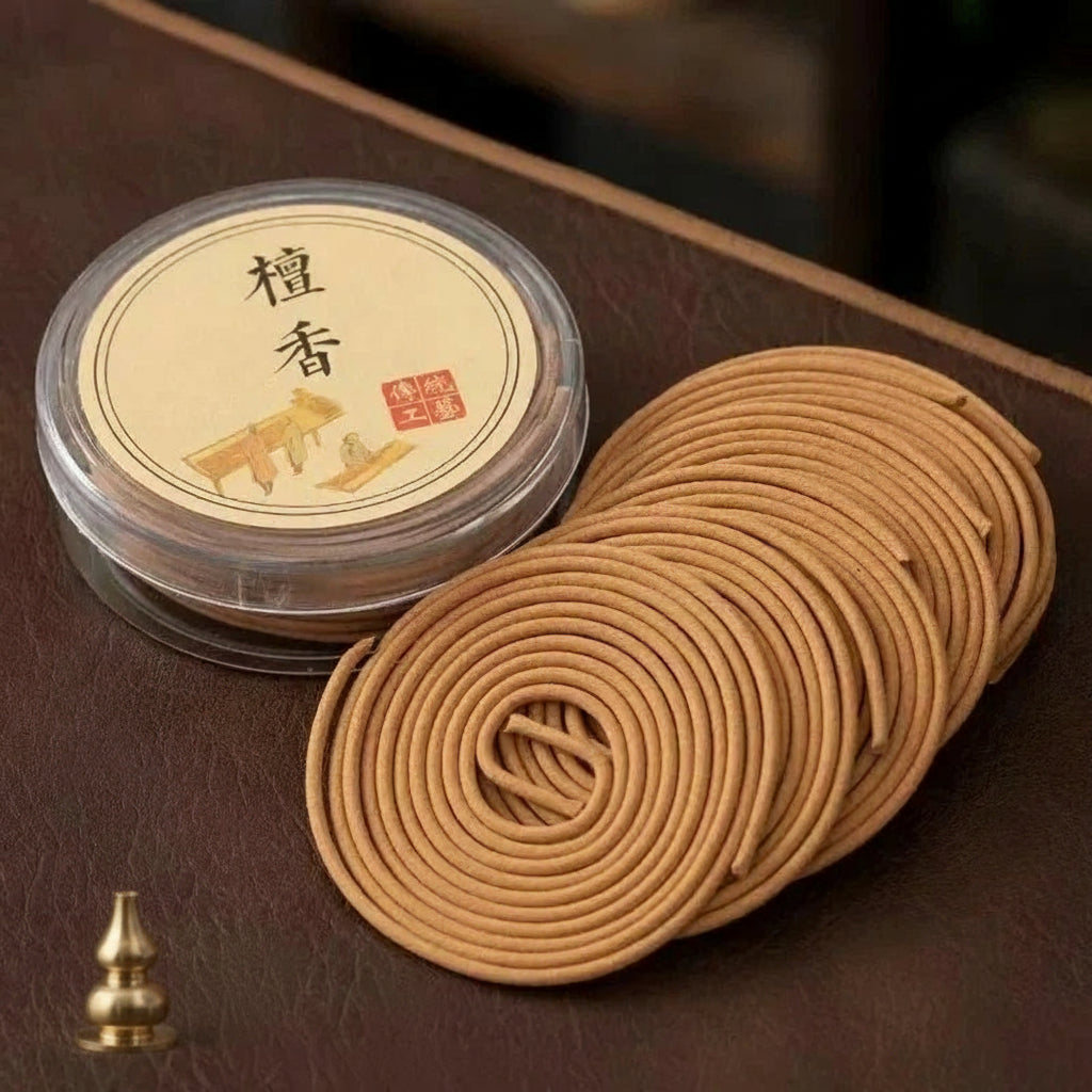 Incenso Natural em Espiral – Sândalo & Agarwood (20 peças)