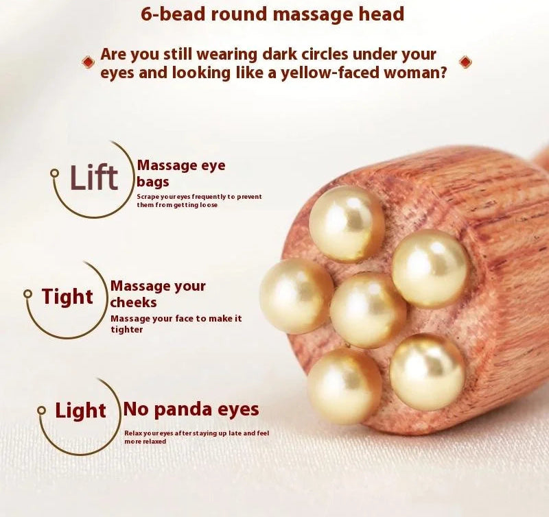 Massageador Facial de Madeira e Metal – Relaxamento, Gua Sha e Estímulo dos Pontos de Meridiano